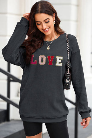 LOVE Round Neck Dropped Shoulder Sweatshirt