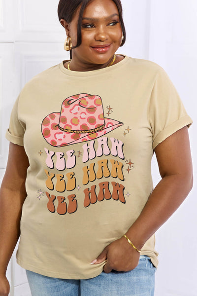 Simply Love Full Size YEE HAH YEE HAH YEE HAH Graphic Cotton Tee